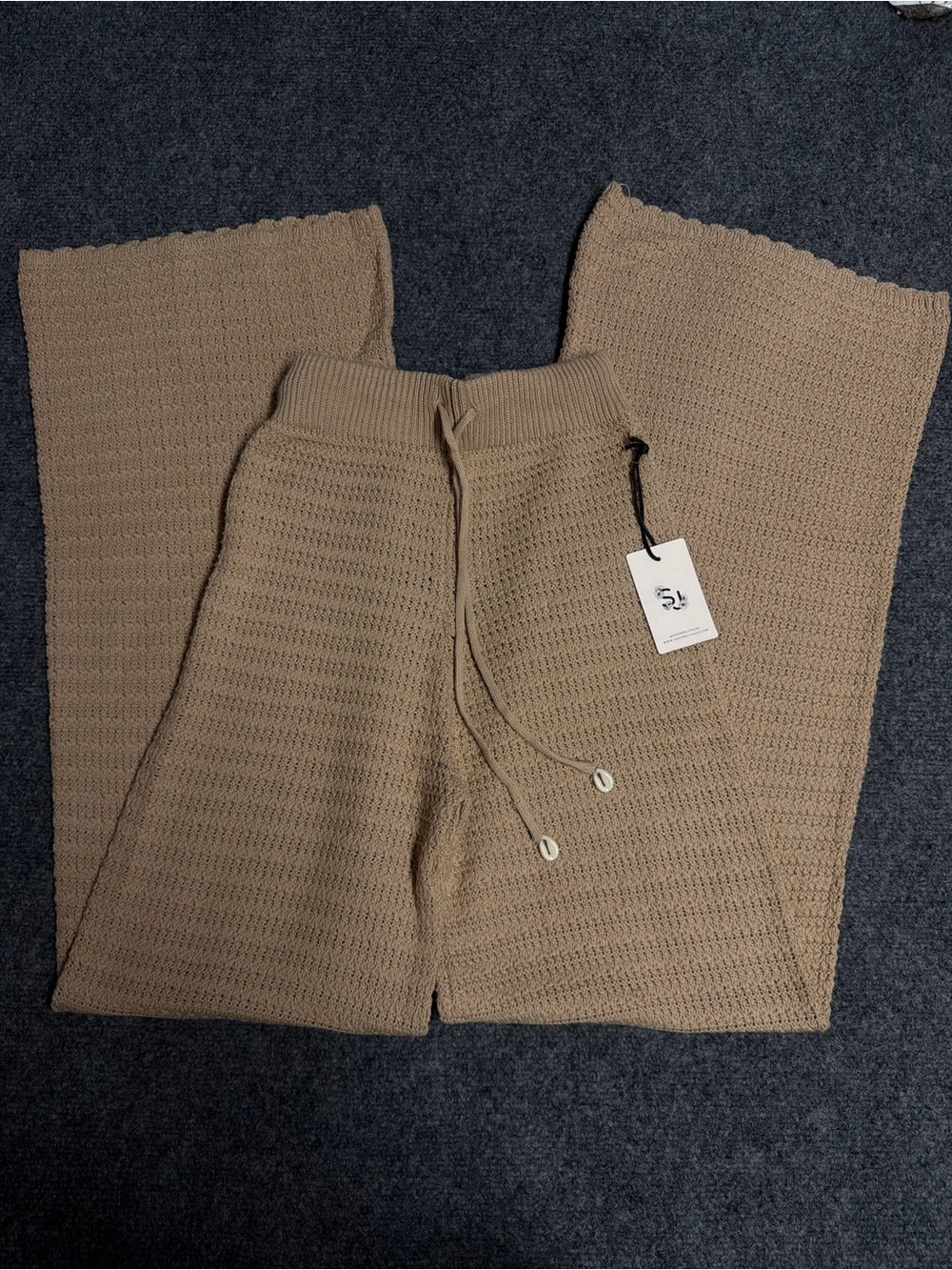 Sincerely Jules Waffle-Knit Tan Lounge Pants